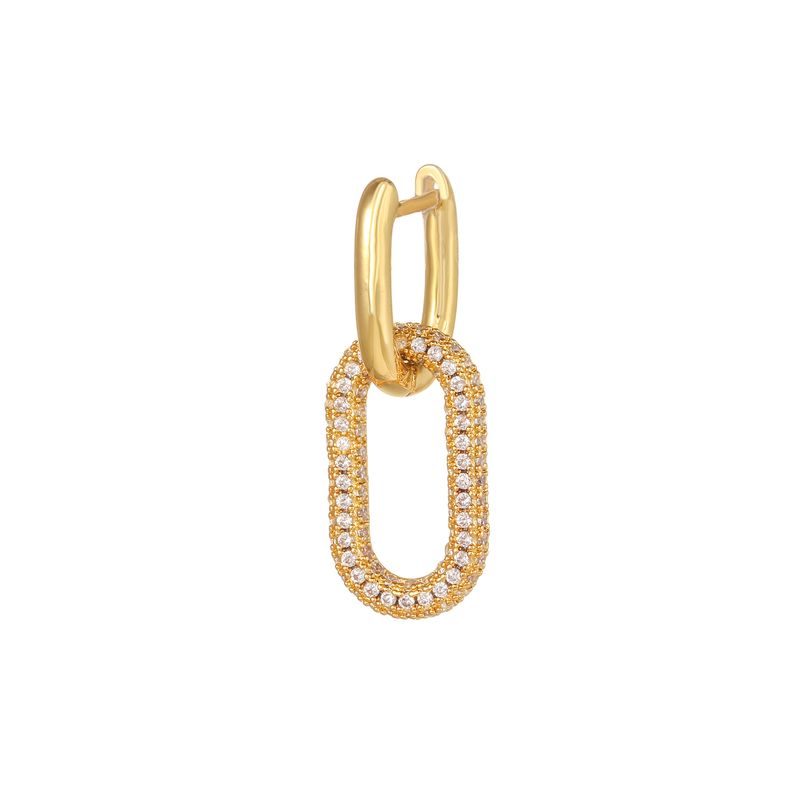 Orecchini 1pz in oro con zircone, fibbia per orecchini rettangolare geometrica scavata_voghion.com