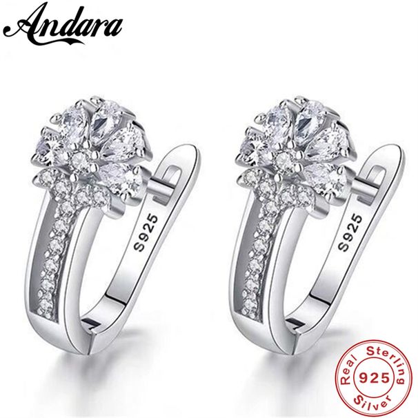 Orecchini in argento sterling 925 con zirconi e cristalli, con ciondolo a forma di fiore, per regalo di fidanzamento e matrimonio da donna_voghion.com