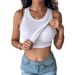Women's Clothing With Bra Round Neck Solid Color Vest Feminine Base Inner Wear Outer Wear Top_voghion.com