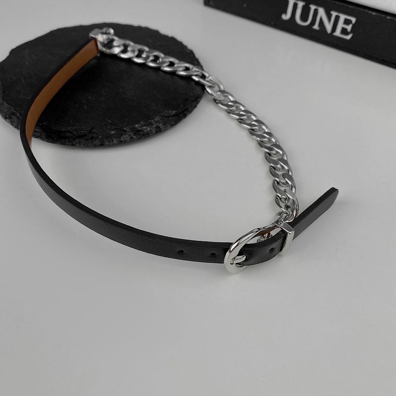 Collana con cintura creativa in acciaio al titanio con personalità in stile dark per donna, esagerata per discoteca_voghion.com