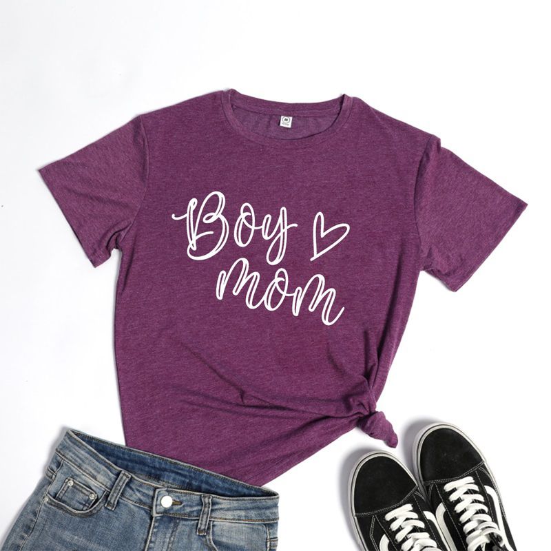 Lässiges T-Shirt mit Rundhalsausschnitt und Buchstabendruck_voghion.com