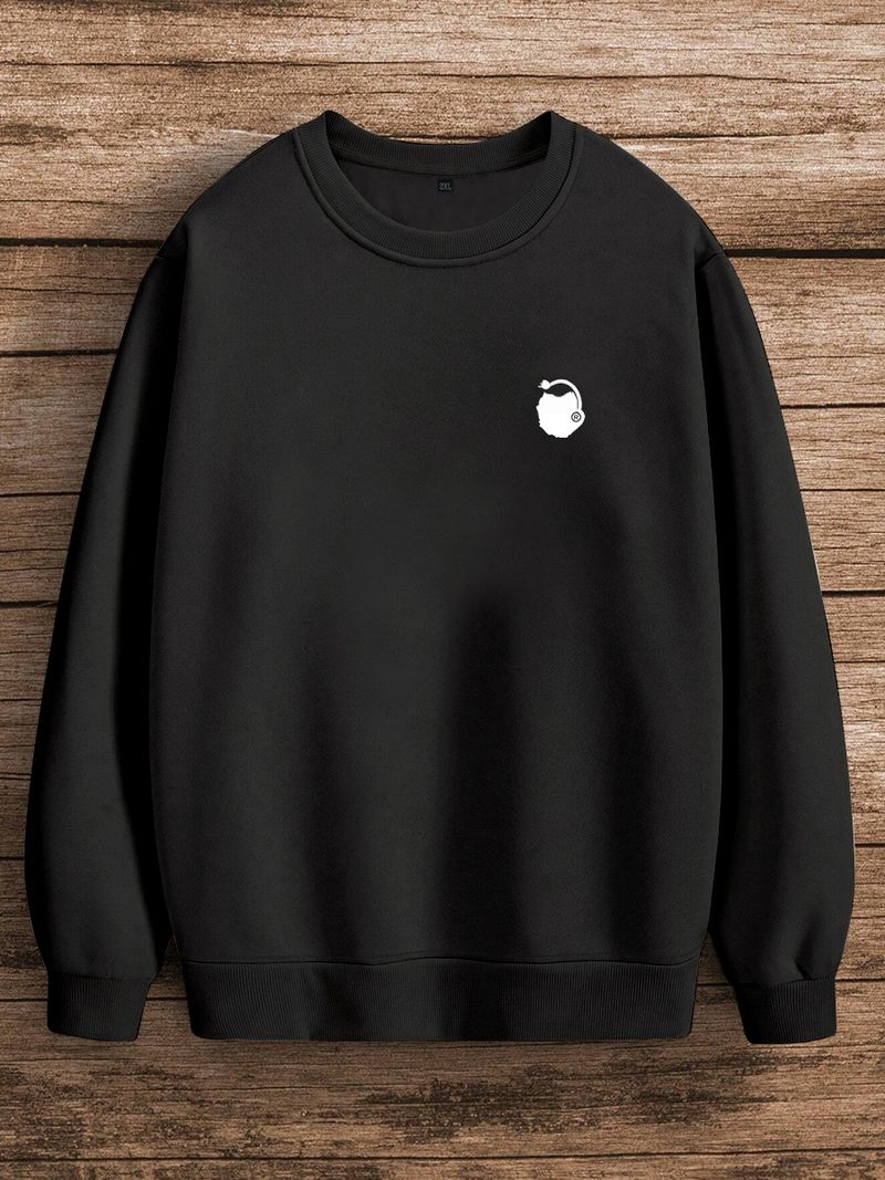 Polar Fleece Einfarbig Rundhals Pullover Herren Candy Baumwolle Langarm Arbeitskleidung_voghion.com