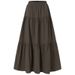 Women's ruffled casual skirt Plain skirt Vintage style pleated skirt_voghion.com