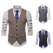 Männer Casual Herringbone Single-Breasted Modesch Männer V-Ausschnëtt Kostümweste_voghion.com