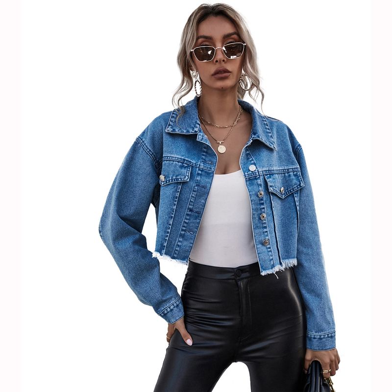 Frauen kleidung INS Mode lose kurze denim jacke_voghion.com