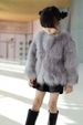 Luxury Faux Fox Fur Coat For Girls - Soft & Warm Winter Outerwear With Single Button Closure, Silver Gray (Sizes 100-150cm)_voghion.com