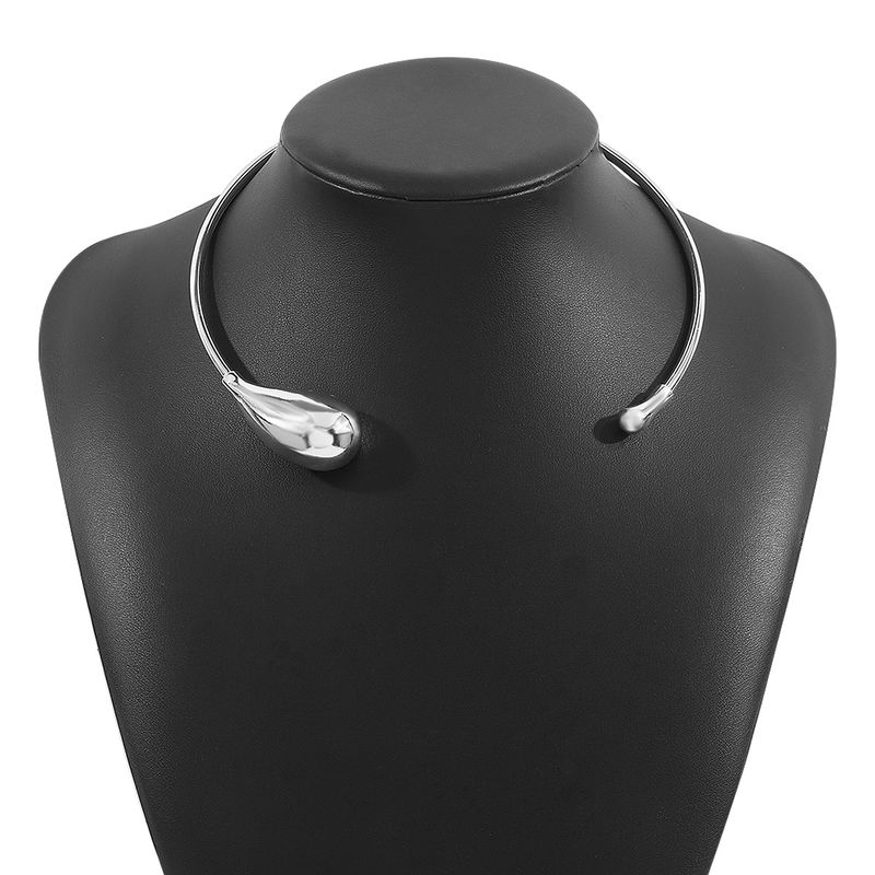 N11947 Design Minimalista e alla Moda a Forma di Goccia d'Acqua, Collana in Metallo Stile Francese Freddo con Colletto Aperto_voghion.com