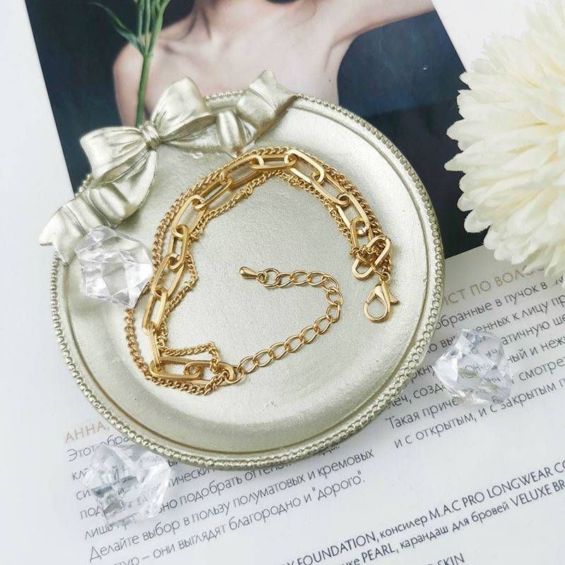 Multi Layer Ins Light Semplice Braccialetto in Oro Personalità Gioielli da Mano Donna_voghion.com