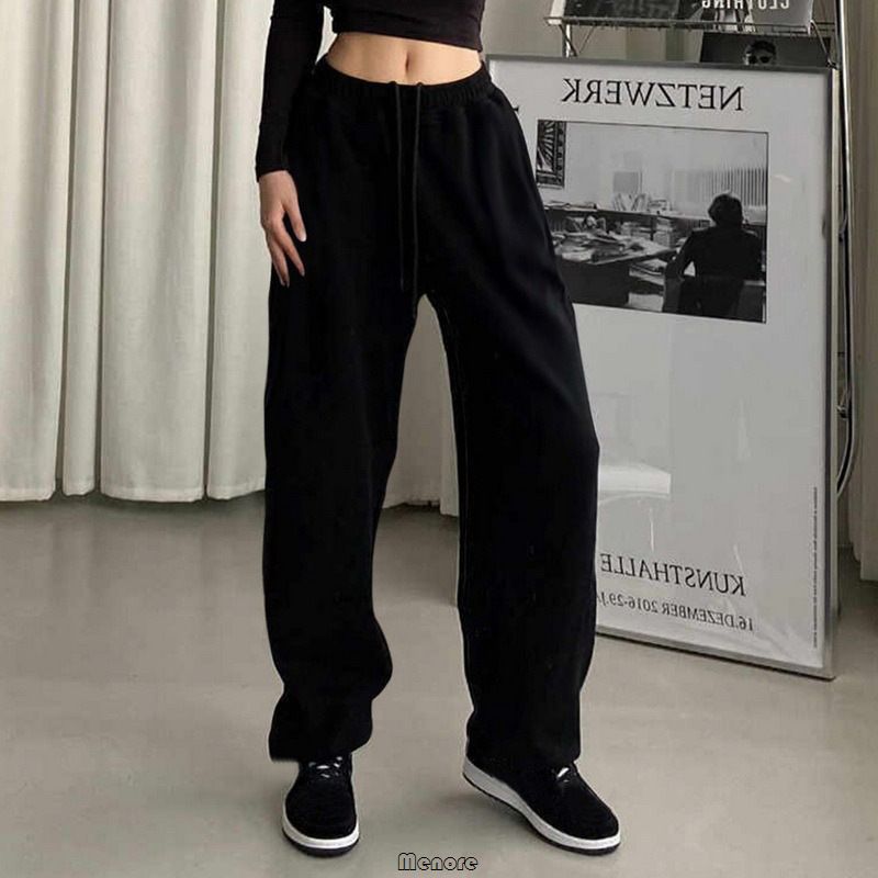 Damen-Jogginghose, Street-Fashion, Hipster, Sport, lockere Gürtelfüße, schlanke, lässige, breite Beine_voghion.com