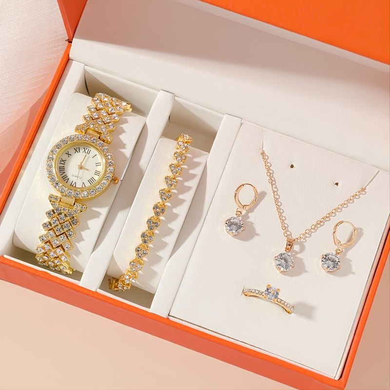 Damklocka Presentask Diamantbesatt Full Diamant Lyxig Atmosfär Mångsidig Quartz Klockset_voghion.com