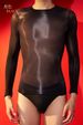 2025d Long Sleeve Tight Swimsuit See-through High Elastic Sexy Lingerie Transparent Top Glossy Silky Horse Oil Stockings_voghion.com