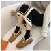 Large Plush Snow Boots For Lazy Women, Thick Soled With A Single Button Strap, Cotton Flat Bottomed, Bean Shoes, Size 43_voghion.com