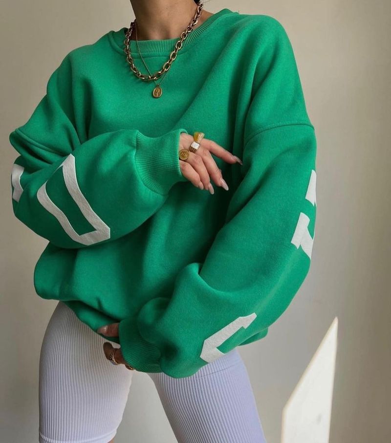 Roupas femininas moda casual impressa espessada versátil tops moletons de manga comprida_voghion.com