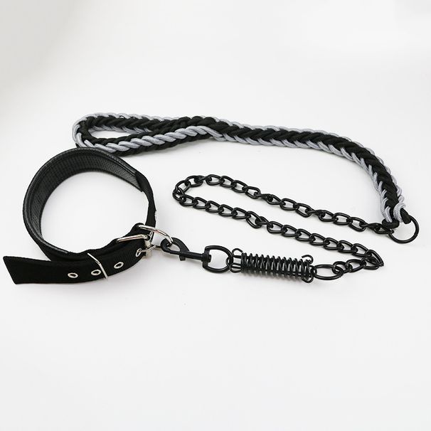 Pet Iron Leash Set Nylon Anti-Bite Collar Rope Dog Chain Explosion-Proof Anti-Tensile_voghion.com