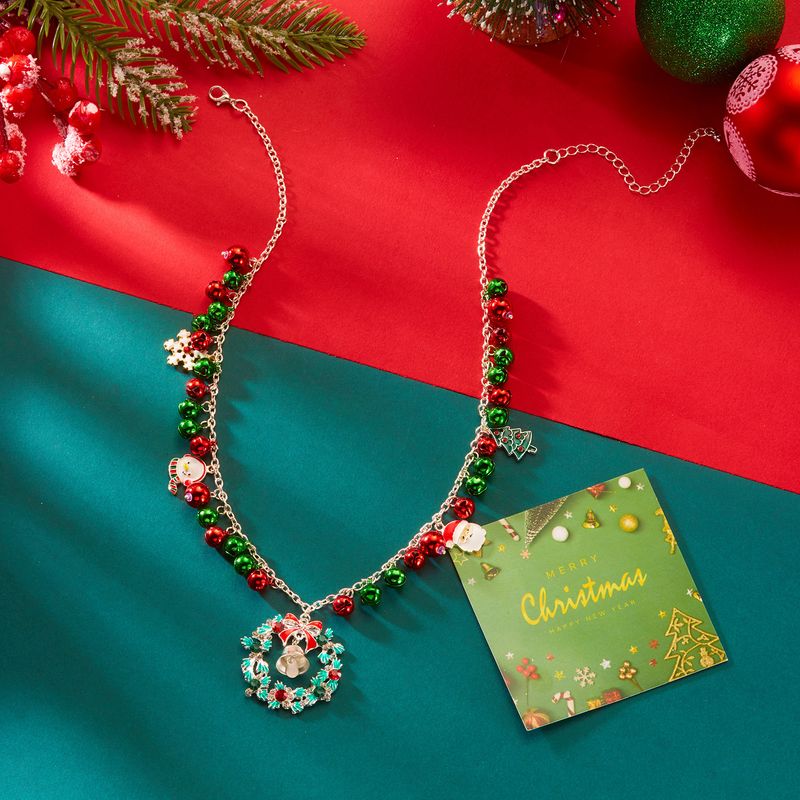 Collana con ciondolo a forma di albero di Natale, versatile, con pupazzo di neve e fiocco di neve, in stile europeo e americano, nuova e carina._voghion.com