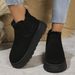 Plus Round Toe Slip-On Snow Boots For Women Size 44 Thick Sole Elastic Band Fleece-Lined Cotton Shoes_voghion.com