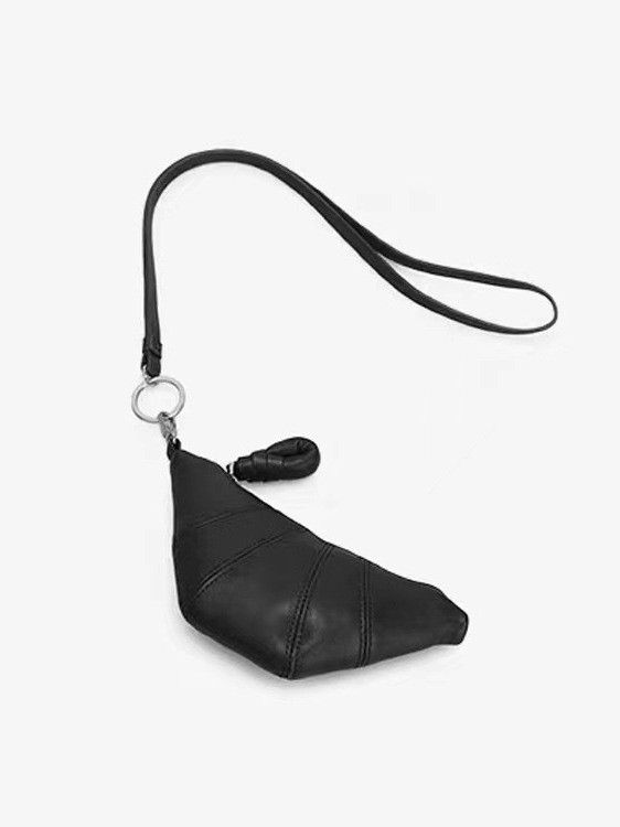 Piccola borsa portamonete da collo con design a croissant, mini borsa a tracolla a forma di rossetto, per auricolari_voghion.com