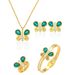 Jewelry Sets Necklace For Women, New Fashion, Simple Emerald Butterfly Temperament Earrings And Bracelet, Stainless Steel Set_voghion.com