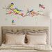 Bird branches, flowers, PVC frosted N1363, living room background decoration, self-adhesive wall stickers_voghion.com