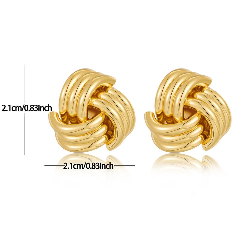 Mode Pendler Kupfer Überzogene Reales Gold Unregelmäßige Ohrringe Retro Metall High Grade Übertrieben Weibliche Ohrringe_voghion.com