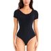 VoleFox Shapewear Open Crotch Bodysuit Slimming Waist Trainer Short Sleeve Tummy Control Shapewear_voghion.com