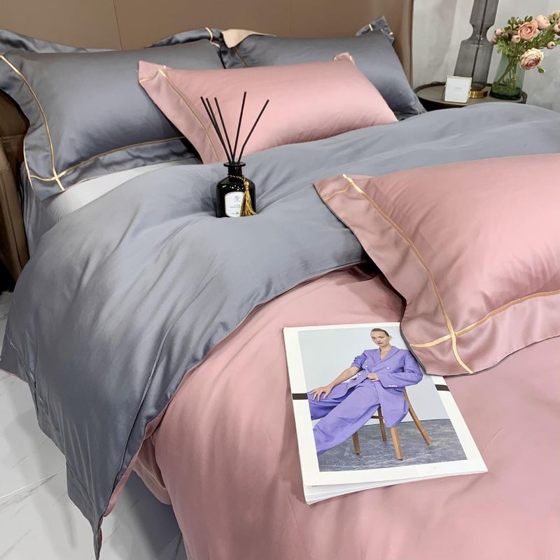 2/3/4pcs Bedding Sets ice silk pure cotton four piece set pure cotton sheets naked sleep light luxury silky quilt cover bed sheet_voghion.com