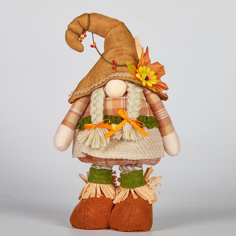New Thanksgiving Decoration Harvest Season Maple Leaf Sunflower Rudolf Standing Stretch Long Leg Doll Ornament_voghion.com