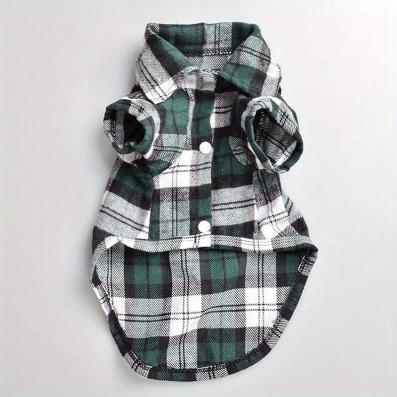 Stylish Plaid Shirt Coat For Small Dogs And Cats - Keep Your Pet Looking Cute And Cozy!_voghion.com