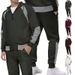 Men's Color-Block Hoodie Tracksuit Set – Oversized Zip-Up Hoodie With Contrast Panels & Matching Joggers (Dark Grey/Burgundy/White/Black)_voghion.com