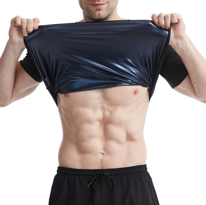 Erkek Spor Eşofman Takımı Vücut Kuşağı Bel Sıkıştırma Kısa Kollu Şekillendirici Sıkı Hızlı Ter Korse_voghion.com