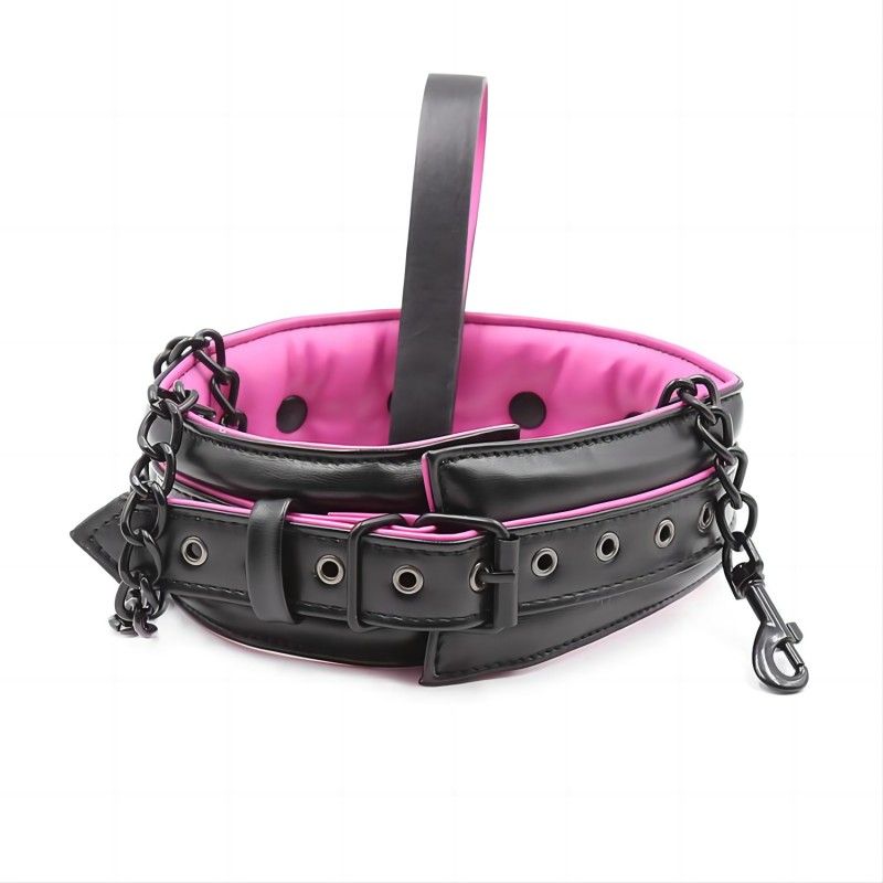 Punk Sponge Pink Weiches Leder Bdsm Bondage Fetisch Gepolsterte Handschellen, Fußfesseln, Kragen Sexspielzeug für Erwachsene_voghion.com