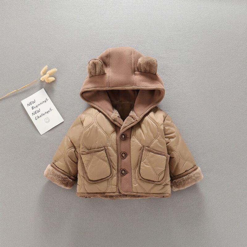 Barneklær bomullsfylte klær ny baby pluss fleece bomullsfylte klær til babyjenter Sen-avdelingen pluss bomull topp trendkåpe_voghion.com
