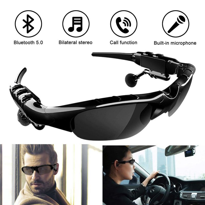 Wireless Bluetooth 5.0 Sunglasses Headset Polarized Smart Glasses Call Earphones_voghion.com