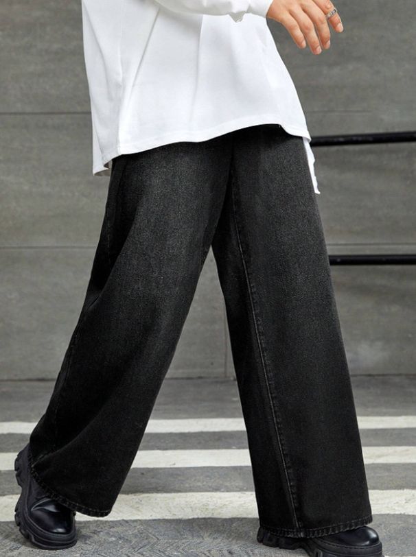 Jeans da uomo in denim lavato High Street - Vestibilità dritta e rilassata, effetto classico effetto "gatto whisker", pantaloni casual versatili da indossare tutti i giorni_voghion.com