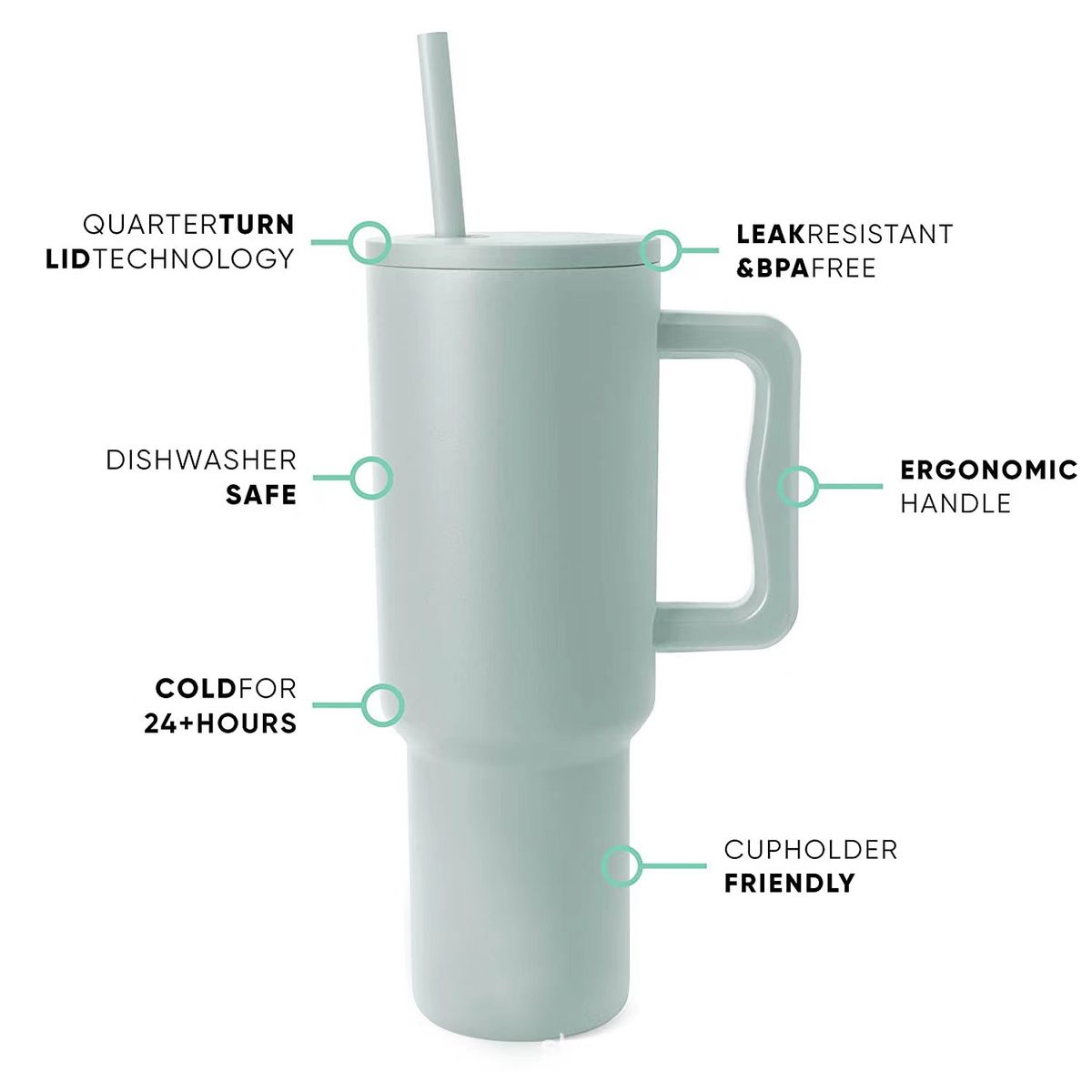 Home & Garden New Gradient 304 Steel Thermos Cup Portable Handle Straw Cup 40oz Large Capacity Ice Cup_voghion.com