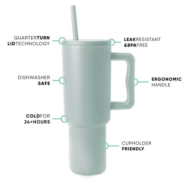 Home & Garden New Gradient 304 Steel Thermos Cup Portable Handle Straw Cup 40oz Large Capacity Ice Cup_voghion.com