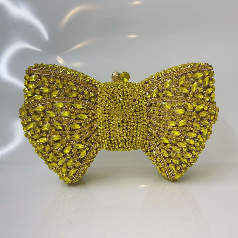 Bow diamond evening bag banquet dress rhinestone handbag New Bow Clutch purse_voghion.com