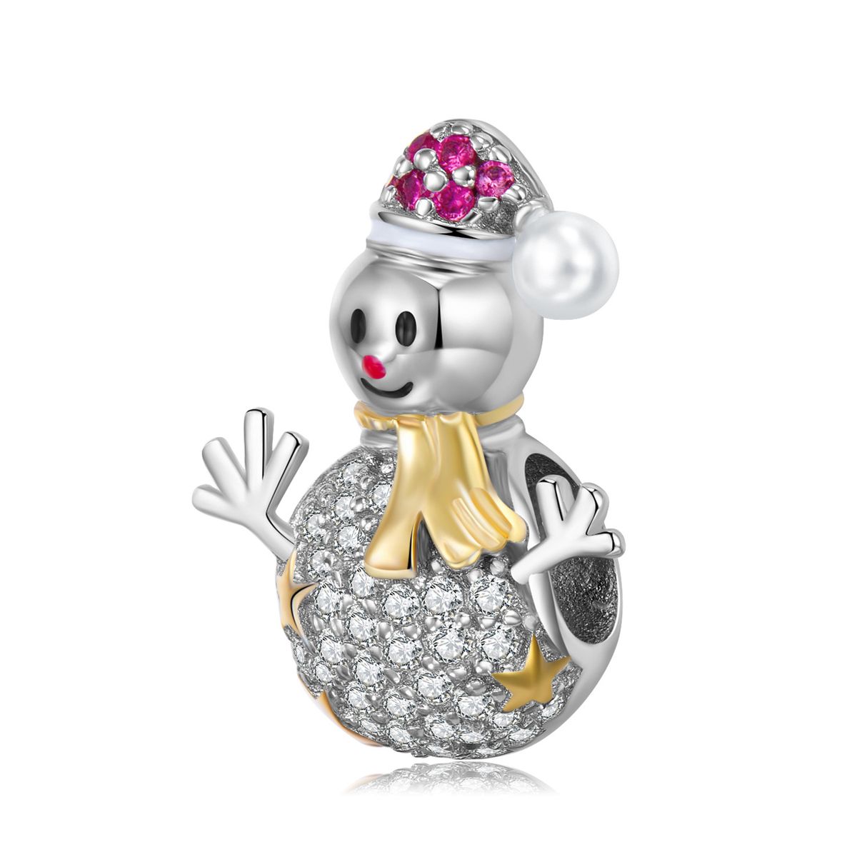 Weihnachtsschmuckherstellung S925 Sterling Silber Eingelegter Zirkon Schneemann Perlen Weihnachtsserie Armband DIY Schmuckzubehör Perlen_voghion.com