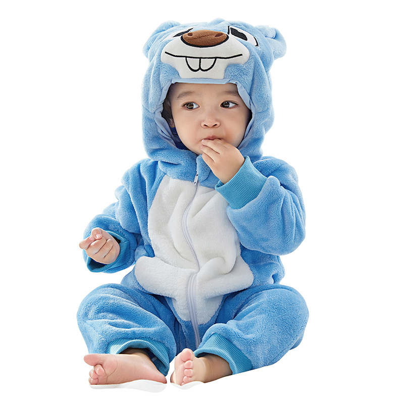 Children's spring and autumn climbing clothes, baby cartoon one-piece clothes, infants and young children flannel climbing_voghion.com