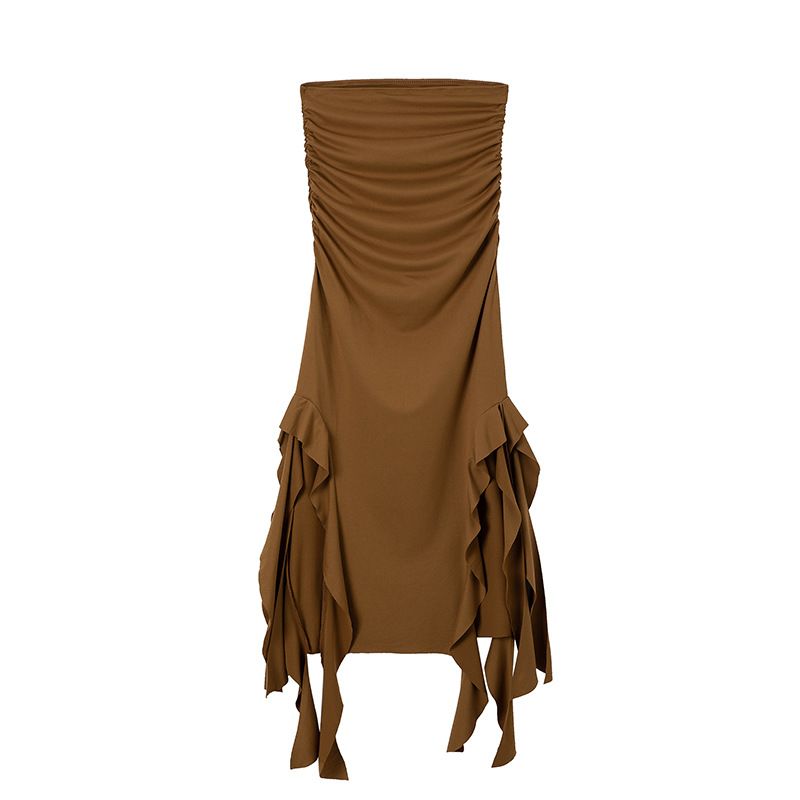 Abbigliamento da donna alla moda e alla moda per la primavera e l'estate, nuovo monospalla senza spalline, attillato, su misura e irregolare._voghion.com
