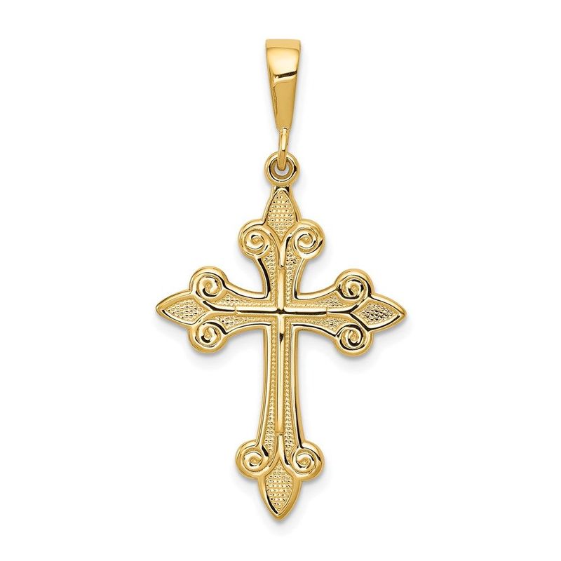 14k Fleur De Lis Cross Pendant_voghion.com