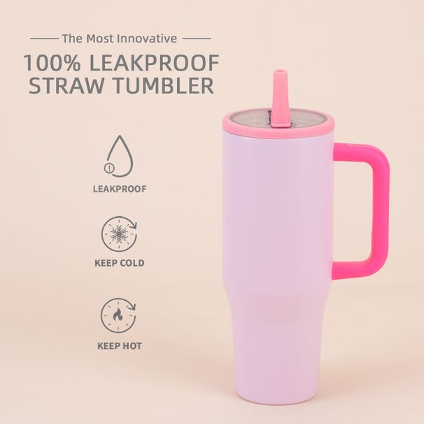 Thermoses New 40oz Double Layer Ice Cup Leak Proof Foldable Straw Cover Portable Direct Drinking Mouth Car Cup_voghion.com