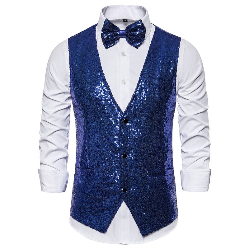 Men's Stage Costumes, Sequins, Vests, Photography Studios, Hosts, Singers, Emcees, Vests_voghion.com