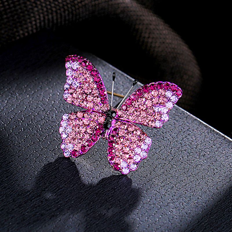 Korejská brož s motýlem v plném diamantu, dámská doplňková bunda, svetr s kardiganem, minimalistická malá voňavá_voghion.com