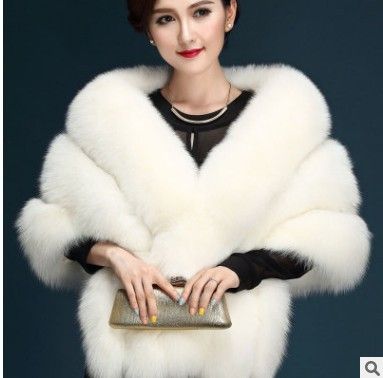 Elegant Faux Fur Bridal Shawl Vest For Women - Fashionable Short Wrap With Fox Fur Design, Versatile Plus Size Wedding Accessory (Multiple Colors)_voghion.com