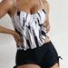 Damen Shell Zweiteiliger Badeanzug Bedruckter Push-Up-Bikini High-Waist Boyshorts Bademode Kordelzug Rückenfrei Hot Girl_voghion.com
