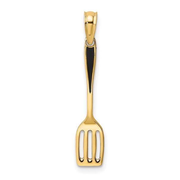 14K W/ Black Enamel 3-D Spatula Charm_voghion.com