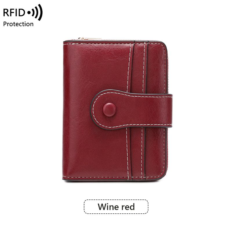 Cross Border New RFID Anti Magnetic Short Wallet Multi Function Zipper Buckle Wallet European And American Retro Ladies Coin Purse_voghion.com