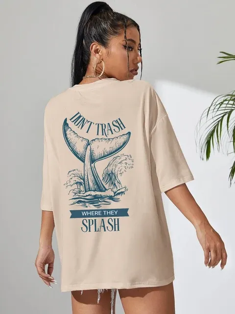 hot selling Don't Trash Where They Splash Print Women Cotton T-Shirts Vintage Oversize Trend Short Sleeve Street Hip Hop Female Tee_voghion.com