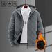Herenjas met fleecevoering, capuchon, winterjas met rits, lichtgewicht warme bovenkleding voor koud weer (zwart, marineblauw, bruin, grijs)_voghion.com
